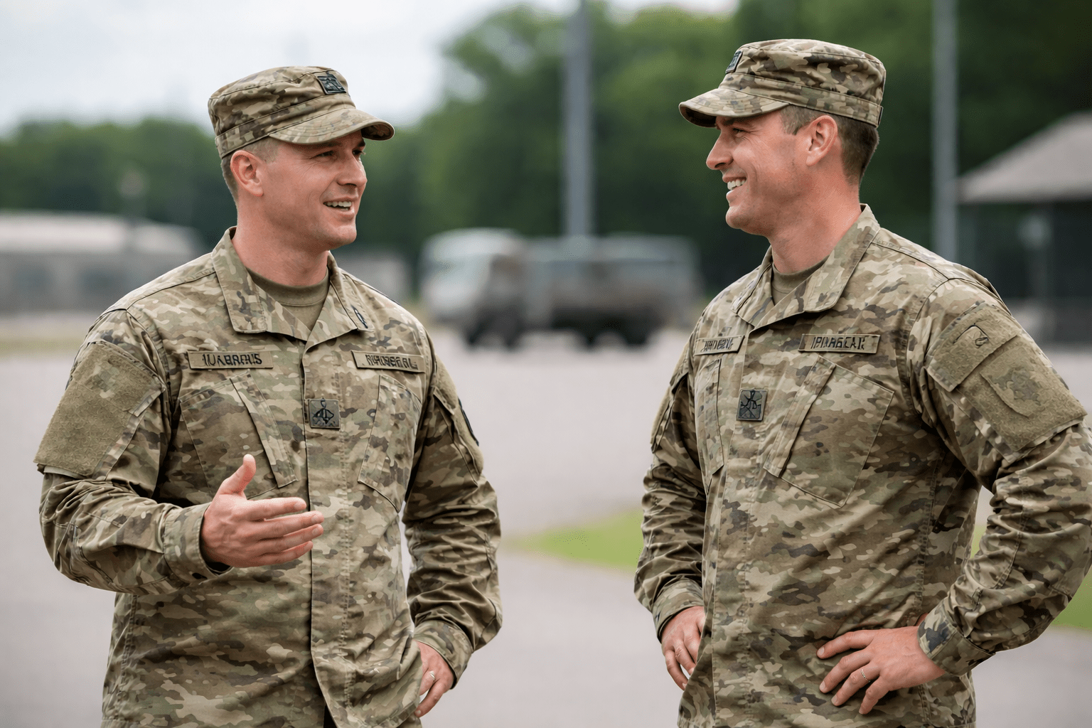 2 Army officers talking.